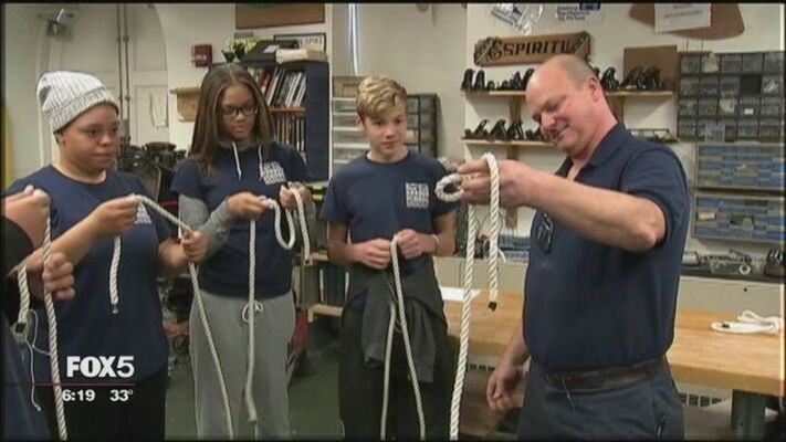 A high school on the harbor: tying knots, building boats, getting ahead